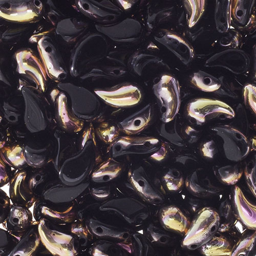 Czech Bead Zoli Duo Left 2-Hole 5x8mm 6.5g Vial Black Shades