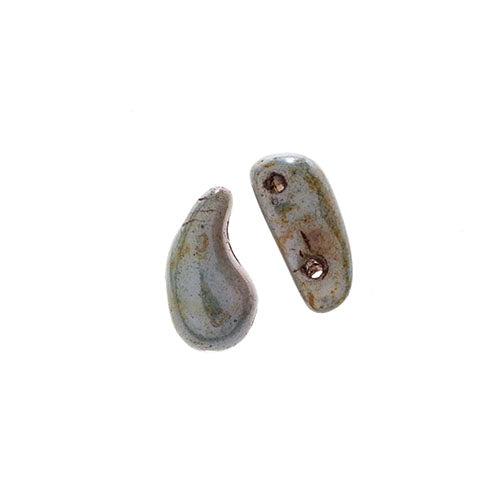 Czech Bead Zoli Duo Left 2-Hole 5x8mm Alabaster Luster Shades