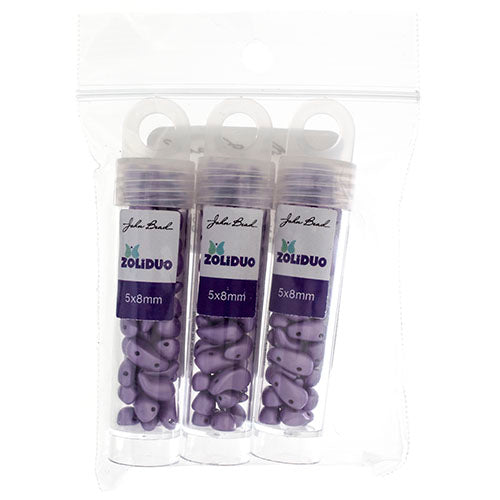 Czech Bead Zoli Duo Left 2-Hole 5x8mm 6.5g Vial Alabaster Pastel Shades