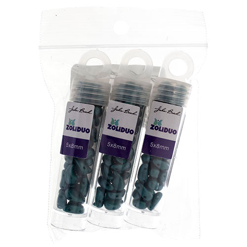 Czech Bead Zoli Duo Left 2-Hole 5x8mm 6.5g Vial Alabaster Pastel Shades