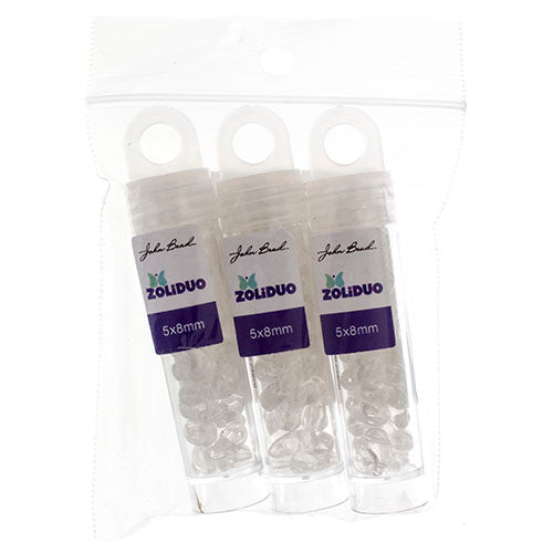 Czech Bead Zoli Duo Right 2-Hole 5x8mm 6.5g Vial Crystal Luster Shades