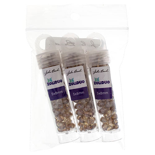 Czech Bead Zoli Duo Right 2-Hole 5x8mm 6.5g Vial Crystal Luster Shades