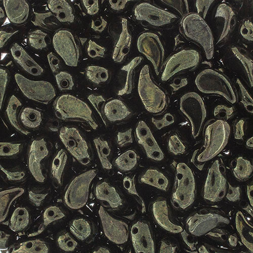 Czech Bead Zoli Duo Right 2-Hole 5x8mm 6.5g Vial Black Shades