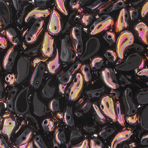 Czech Bead Zoli Duo Right 2-Hole 5x8mm 6.5g Vial Black Shades