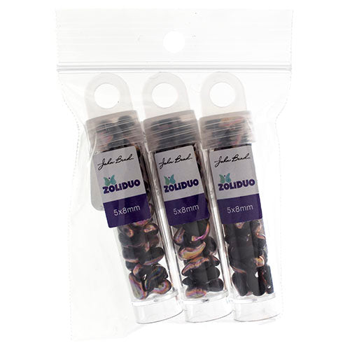 Czech Bead Zoli Duo Right 2-Hole 5x8mm 6.5g Vial Black Shades