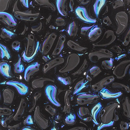 Czech Bead Zoli Duo Right 2-Hole 5x8mm 6.5g Vial Black Shades