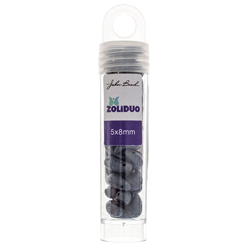 Czech Bead Zoli Duo Right 2-Hole 5x8mm 6.5g Vial Black Shades