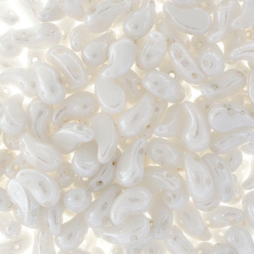 Czech Bead Zoli Duo Right 2-Hole 5x8mm Alabaster Luster Shades