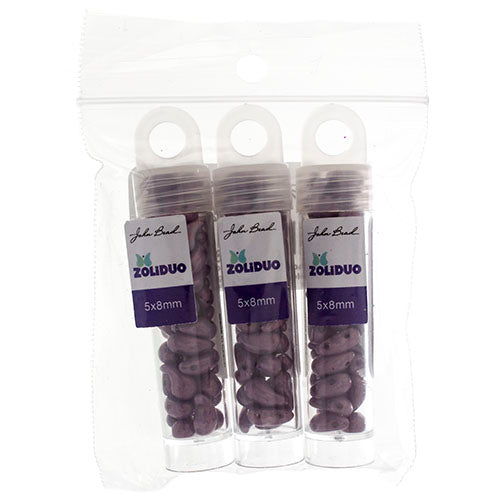 Czech Bead Zoli Duo Right 2-Hole 5x8mm 6.5g Vial Alabaster Shades