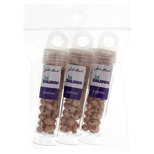 Czech Bead Zoli Duo Right 2-Hole 5x8mm 6.5g Vial Alabaster Shades