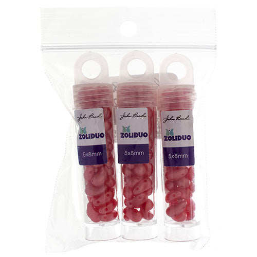 Czech Bead Zoli Duo Right 2-Hole 5x8mm 6.5g Vial Alabaster Pastel Shades