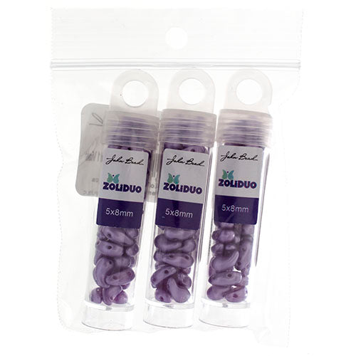 Czech Bead Zoli Duo Right 2-Hole 5x8mm 6.5g Vial Alabaster Pastel Shades