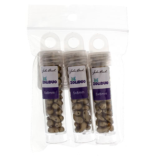 Czech Bead Zoli Duo Right 2-Hole 5x8mm 6.5g Vial Alabaster Pastel Shades