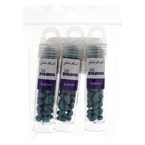 Czech Bead Zoli Duo Right 2-Hole 5x8mm 6.5g Vial Alabaster Pastel Shades