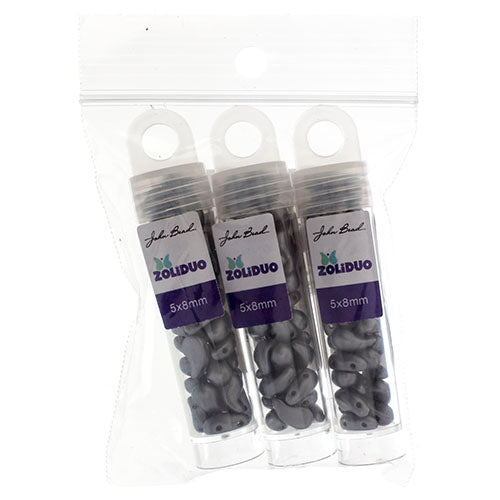 Czech Bead Zoli Duo Right 2-Hole 5x8mm 6.5g Vial Alabaster Pastel Shades