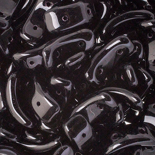 Czech Bow Bead 2-Hole 3.5x15.5mm Opaque Black Shades