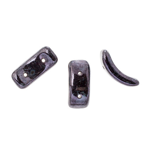 Czech Bow Bead 2-Hole 3.5x15.5mm Opaque Black Shades
