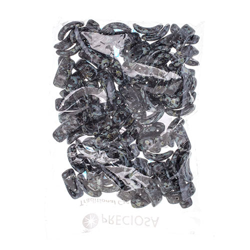 Czech Bow Bead 2-Hole 3.5x15.5mm Opaque Black Shades