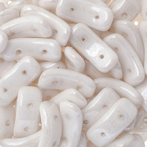 Czech Bow Bead 2-Hole 3.5x15.5mm Opaque Alabaster Shades
