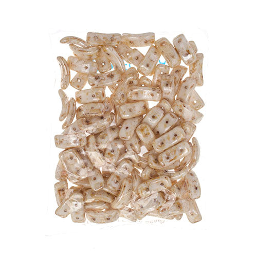 Czech Bow Bead 2-Hole 3.5x15.5mm Opaque Alabaster Shades