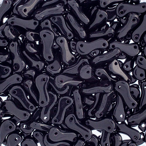 Czech Glass Bead Link 3x10mm Opaque Black Shades