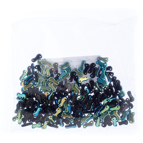 Czech Glass Bead Link 3x10mm Opaque Black Shades