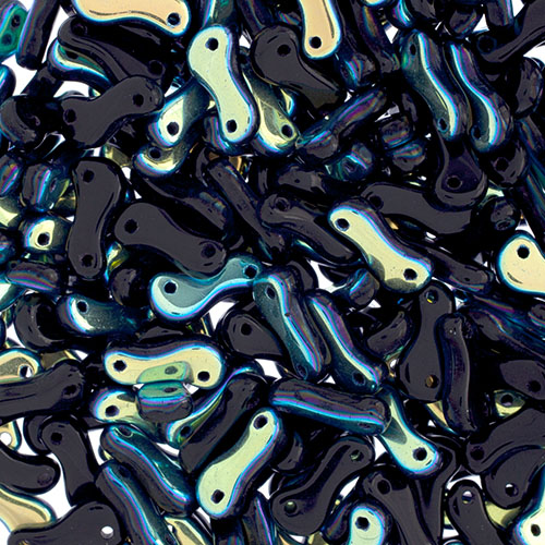 Czech Glass Bead Link 3x10mm Opaque Black Shades