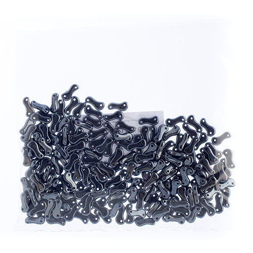 Czech Glass Bead Link 3x10mm Opaque Black Shades