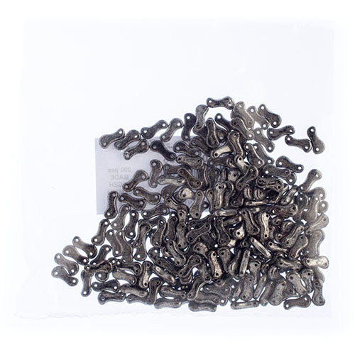 Czech Glass Bead Link 3x10mm Opaque Black Shades