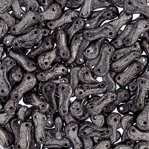 Czech Glass Bead Link 3x10mm Opaque Black Shades