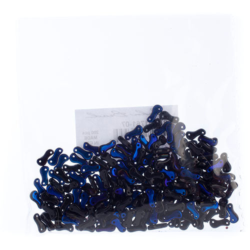 Czech Glass Bead Link 3x10mm Opaque Black Shades