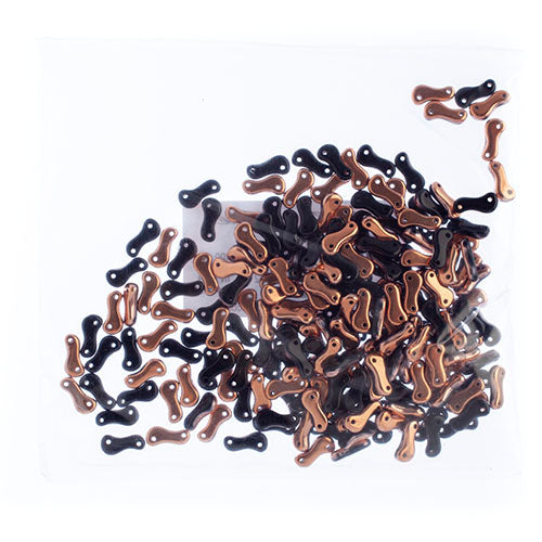 Czech Glass Bead Link 3x10mm Opaque Black Shades