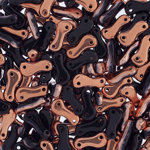 Czech Glass Bead Link 3x10mm Opaque Black Shades