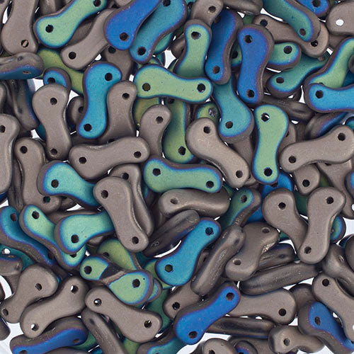 Czech Glass Bead Link 3x10mm Opaque Black Shades