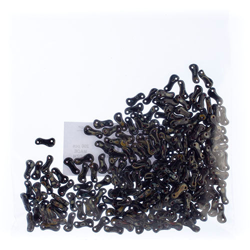 Czech Glass Bead Link 3x10mm Opaque Black Shades