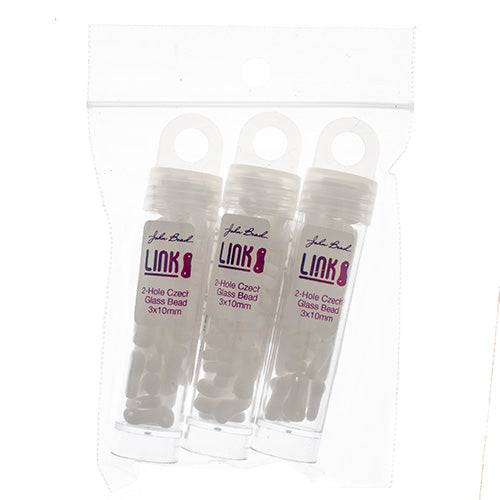 Czech Glass Bead Link 3x10mm Vials - Chalk White Shades