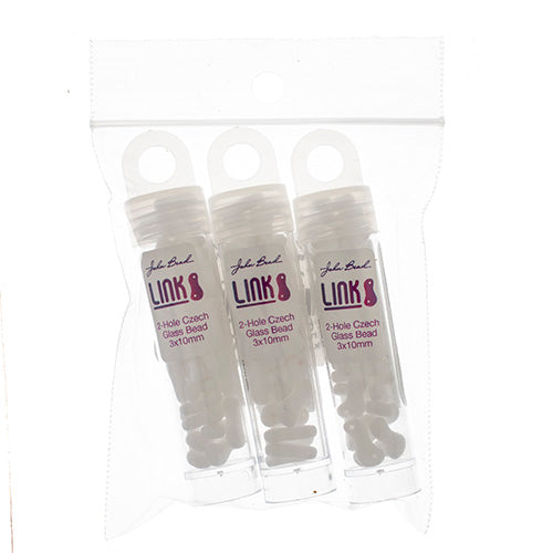 Czech Glass Bead Link 3x10mm Vials - Chalk White Shades