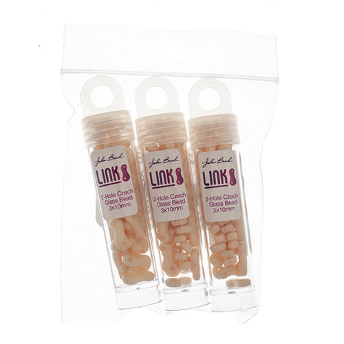 Czech Glass Bead Link 3x10mm Vials - Chalk White Shades