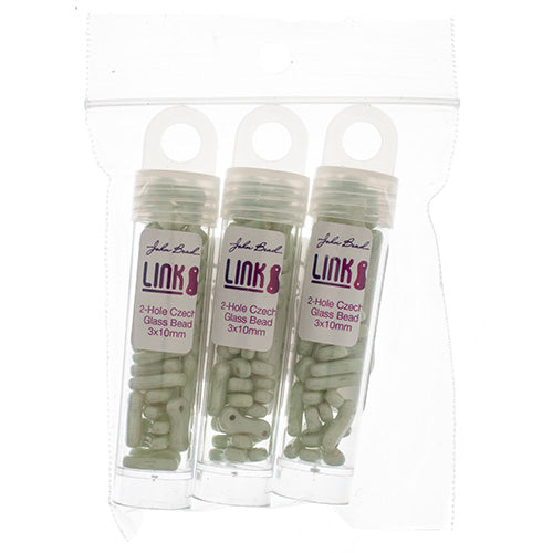 Czech Glass Bead Link 3x10mm Vials - Chalk White Shades