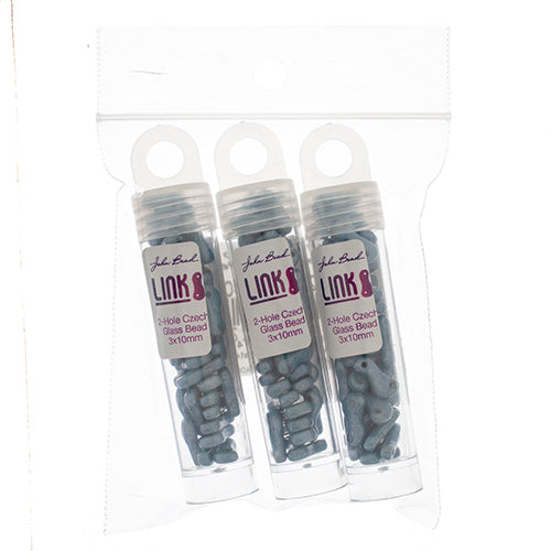 Czech Glass Bead Link 3x10mm Vials - Chalk White Shades