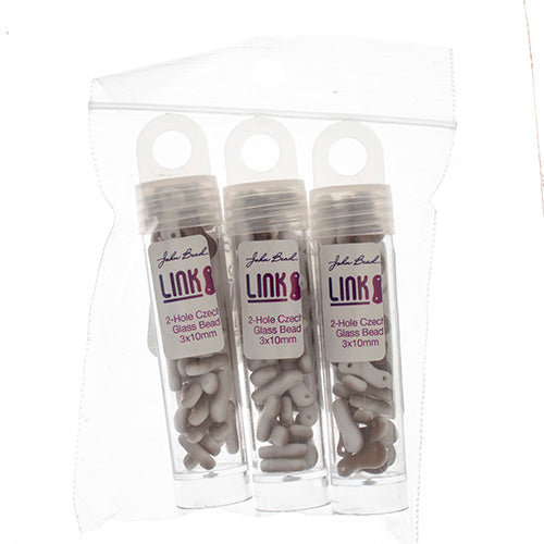 Czech Glass Bead Link 3x10mm Vials - Chalk White Shades