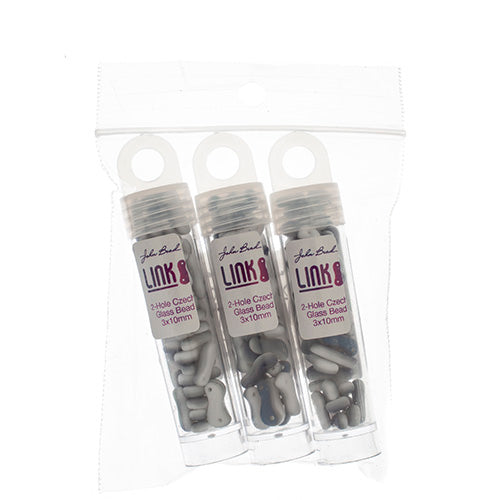 Czech Glass Bead Link 3x10mm Vials - Chalk White Shades