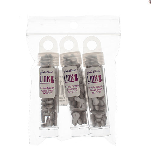 Czech Glass Bead Link 3x10mm Vials - Chalk White Shades