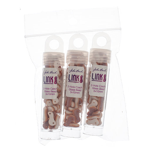 Czech Glass Bead Link 3x10mm Vials - Chalk White Shades