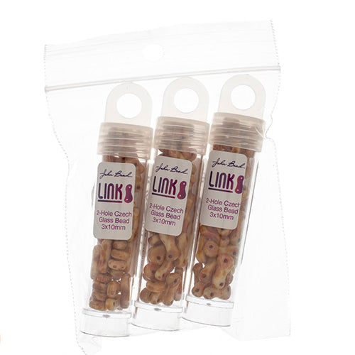 Czech Glass Bead Link 3x10mm Vials - Chalk White Shades