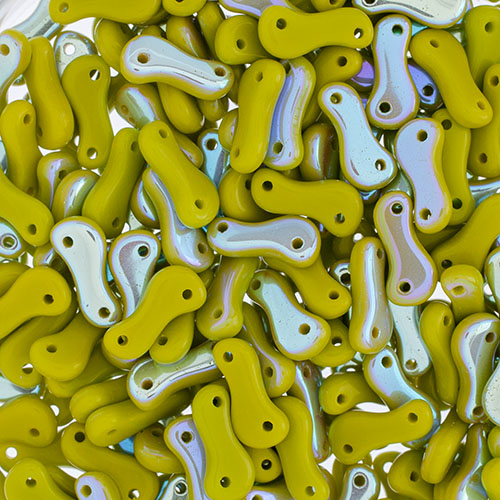 Czech Glass Bead Link 3x10mm Vials - Opaque Green Shades