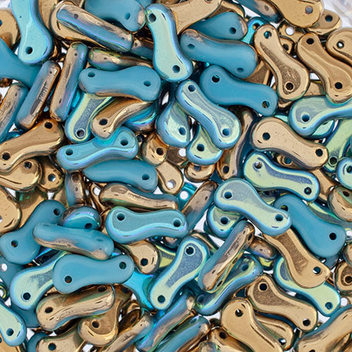 Czech Glass Bead Link 3x10mm Vials - Blue Turquoise Shades