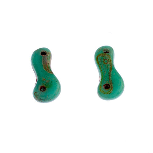 Czech Glass Bead Link 3x10mm Vials - Green Turquoise Shades