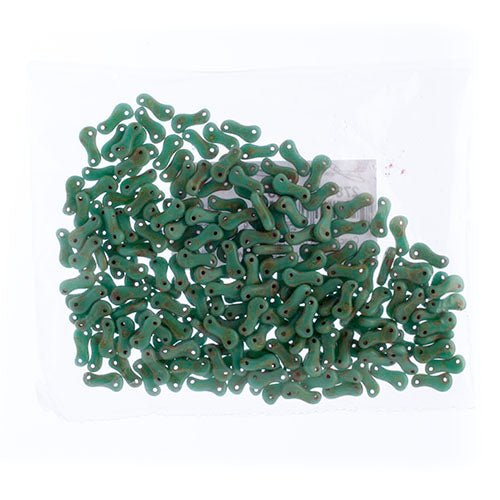 Czech Glass Bead Link 3x10mm Green Turquoise Shades