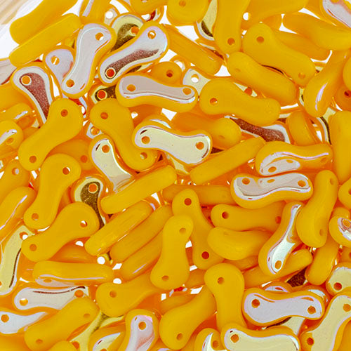 Czech Glass Bead Link 3x10mm Opaque Yellow Shades